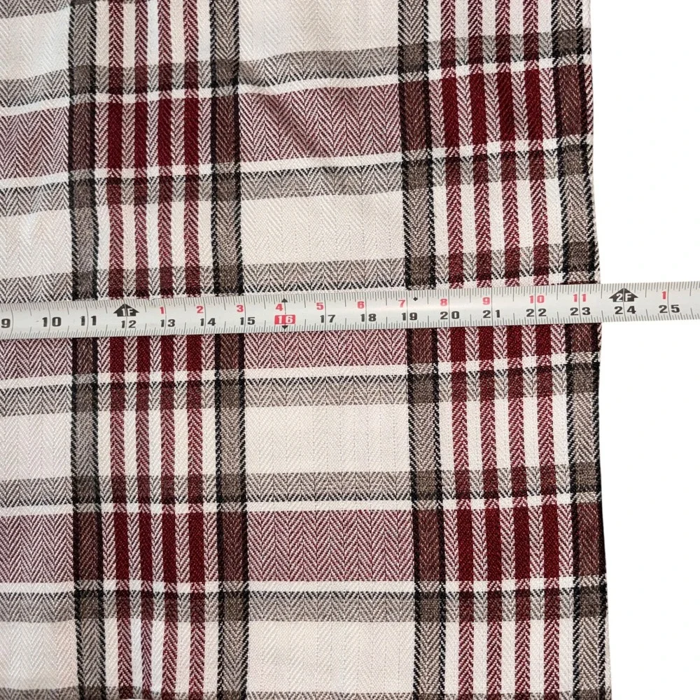 Plaid Throw Pillow Covers Set of 2 Burgundy Cream Square 24x24 Farmhouse Rustic